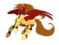 Size: 2300x1769 | Tagged: safe, artist:fly-sky-high, derpibooru import, oc, oc:blaze saber, unofficial characters only, pegasus, pony, armor, blue eyes, chainmail, fantasy class, gold, knight, paladin, solo, spread wings, warrior