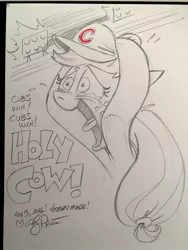 Size: 1536x2048 | Tagged: 2016 world series, andy you magnificent bastard, applejack, artist:andypriceart, chicago cubs, crying, derpibooru import, mlb, safe, solo, that was fast