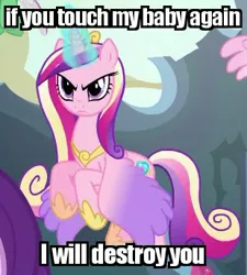 Size: 309x343 | Tagged: angry, changedling, changeling, cropped, derpibooru import, edit, edited screencap, flying, image macro, magic, mama bear, mama cadence, meme, overprotective, princess cadance, princess flurry heart, safe, screencap, solo focus, starlight glimmer, to where and back again