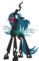 Size: 3001x4692 | Tagged: absurd resolution, .ai available, artist:cloudyglow, changeling, changeling queen, derpibooru import, open mouth, queen chrysalis, safe, simple background, solo, to where and back again, transparent background, vector