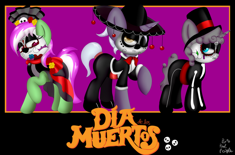 Size: 1280x842 | Tagged: artist:paulpeopless, derpibooru import, dia de los muertos, oc, oc:mint condition, safe, skull, unofficial characters only