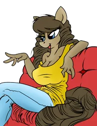 Size: 848x1098 | Tagged: anthro, artist:marcus todjel, artist:trollie trollenberg, breasts, clothes, colored, color edit, derpibooru import, doctor whooves, edit, female, looking at you, oc, oc:time spinner, off shoulder, rule 63, solo, solo female, suggestive, the doctoress, time turner, unofficial characters only