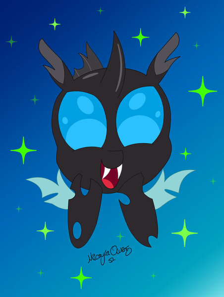 Size: 1024x1360 | Tagged: artist:mobubbles, changeling, chibi, cute, derpibooru import, oc, oc:corvus, oc:corvus hooves, safe, solo