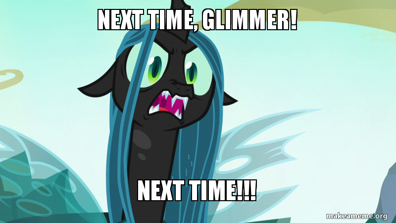 Size: 800x450 | Tagged: changeling, changeling queen, derpibooru import, edit, edited screencap, female, former queen chrysalis, image macro, inspector gadget, meme, queen chrysalis, safe, screencap, solo, to where and back again