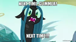 Size: 800x450 | Tagged: changeling, changeling queen, derpibooru import, edit, edited screencap, female, former queen chrysalis, image macro, inspector gadget, meme, queen chrysalis, safe, screencap, solo, to where and back again