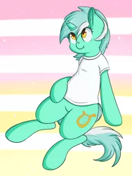 Size: 1280x1700 | Tagged: safe, artist:wickedsilly, derpibooru import, lyra heartstrings, clothes, cute, ear fluff, hnnng, looking up, lyrabetes, nose wrinkle, scrunchy face, shirt, solo, :t