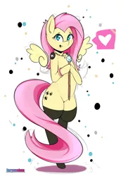 Size: 1280x1858 | Tagged: safe, artist:enryuuchan, derpibooru import, fluttershy, pony, semi-anthro, bipedal, clothes, dialogue, jewelry, looking at you, love, necklace, scepter, smiling, solo, stockings