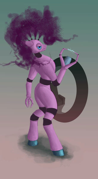 Size: 1600x2920 | Tagged: anthro, arm cannon, artist:xormak, crossover, derpibooru import, pinkie pie, robot, robot pony, sacred, safe, solo, temple guardian, unguligrade anthro