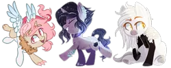 Size: 1700x674 | Tagged: safe, artist:spacechickennerd, derpibooru import, oc, oc:astral spell, oc:aurora, oc:daeth, unofficial characters only, draconequus, pony, unicorn, simple background, transparent background