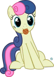 Size: 1596x2289 | Tagged: safe, artist:arifproject, derpibooru import, bon bon, sweetie drops, pony, :3, adorabon, cookie, cute, food, hnnng, simple background, sitting, sitting catface meme, solo, transparent background, vector