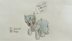 Size: 4032x2325 | Tagged: artist:professionalpuppy, blushing, cute, derpibooru import, oc, oc:rue, safe, solo, traditional art, unofficial characters only