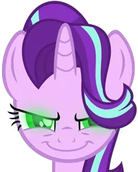 Size: 4212x5228 | Tagged: absurd resolution, bust, colored pupils, derpibooru import, evil, glare, glowing eyes, grin, looking at you, portrait, safe, simple background, smiling, solo, starlight glimmer, transparent background, vector