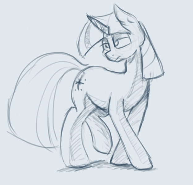 Size: 795x765 | Tagged: artist:post-it, derpibooru import, monochrome, safe, sketch, solo, twilight sparkle