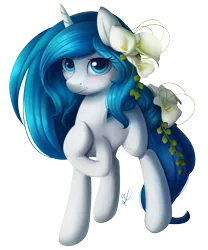 Size: 1500x1800 | Tagged: safe, artist:divlight, derpibooru import, oc, oc:silent love, unofficial characters only, earth pony, pony, flower, flower in hair, simple background, solo, transparent background