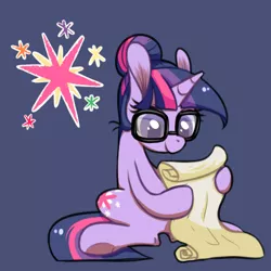 Size: 450x450 | Tagged: safe, artist:phyllismi, derpibooru import, sci-twi, twilight sparkle, ponified, pony, unicorn, equestria girls, equestria girls ponified, glasses, pixiv, scroll, solo, wingless