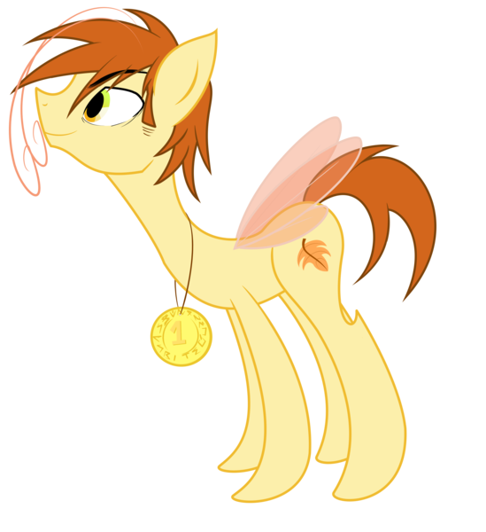 Size: 3623x3962 | Tagged: artist:avarick, breezie, derpibooru import, long neck, looking up, medal, oc, oc:wither, safe, simple background, smiling, solo, transparent background, unofficial characters only
