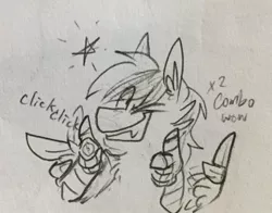 Size: 1200x939 | Tagged: artist:liteblu, combo, derpibooru import, feather guns, finger gun, finger guns, hippogriff, oc, oc:cirrus sky, one eye closed, onomatopoeia, safe, sketch, smiling, solo, stars, text, unofficial characters only, wing hands, wink