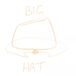 Size: 700x700 | Tagged: applejack, artist:goat train, derpibooru import, giant hat, hat, monochrome, safe, sketch, solo