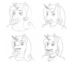 Size: 1000x902 | Tagged: anthro, artist:cosaco, collar, derpibooru import, monochrome, pencil drawing, practice, practice drawing, practice sketch, princess cadance, safe, sketch, smiling, traditional art