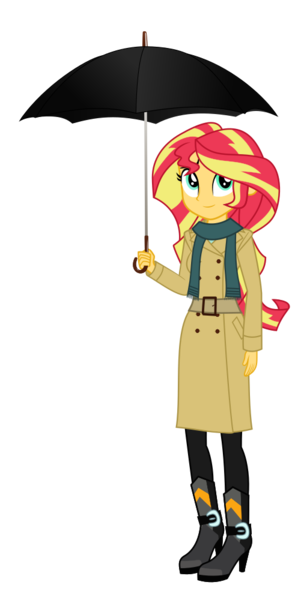 Size: 496x1000 | Tagged: artist needed, safe, derpibooru import, sunset shimmer, equestria girls, .svg available, alternate costumes, clothes, scarf, simple background, solo, svg, transparent background, umbrella, vector