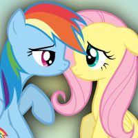 Size: 200x200 | Tagged: safe, artist:facelesssoles, derpibooru import, fluttershy, rainbow dash, pegasus, pony, better version at source, female, floppy ears, flutterdash, lesbian, mare, picture for breezies, shipping