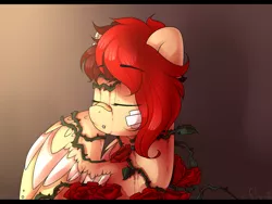 Size: 1024x768 | Tagged: semi-grimdark, artist:starlyflygallery, derpibooru import, oc, unofficial characters only, pegasus, pony, bandaid, blood, flower, rose, solo, thorns