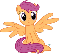 Size: 2000x1838 | Tagged: safe, artist:arifproject, derpibooru import, scootaloo, pony, :3, catface, cute, cutealoo, older, older scootaloo, simple background, sitting, sitting catface meme, solo, transparent background, vector