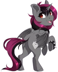 Size: 400x500 | Tagged: safe, artist:silentwulv, derpibooru import, oc, unofficial characters only, alicorn, pony, alicorn oc, bat wings, looking back, simple background, solo, transparent background