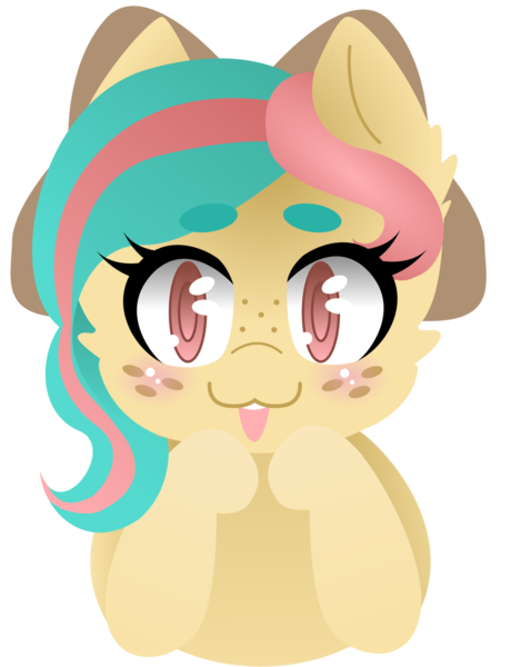 Size: 1024x1335 | Tagged: artist:matteglaze, blushing, bow, bust, colored pupils, derpibooru import, freckles, hair bow, oc, oc:vanilla ganache, open mouth, safe, simple background, solo, transparent background, unofficial characters only