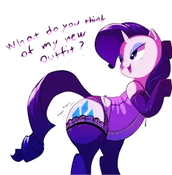 Size: 1280x1295 | Tagged: suggestive, artist:trinity-fate62, derpibooru import, edit, rarity, pony, unicorn, against wall, bedroom eyes, bipedal, bipedal leaning, butt shake, chubby, clothes, corset, dialogue, evening gloves, eyeshadow, fat, female, gloves, leaning, lingerie, makeup, mare, panties, plot, raritubby, rearity, shipping, solo, solo female, stockings, teasing, underwear, wide hips, wiggle