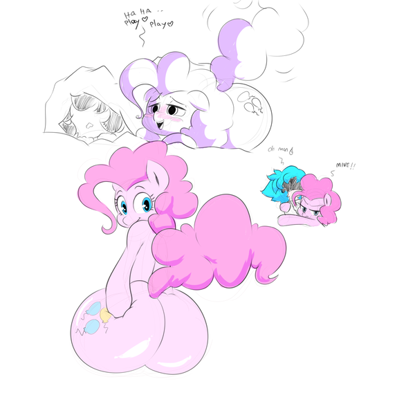 Size: 1900x1900 | Tagged: artist:gyigasn, balloonbutt, blushing, bottom heavy, derpibooru import, human fetish, looking at you, looking back, looking back at you, pinkie pie, plot, suggestive