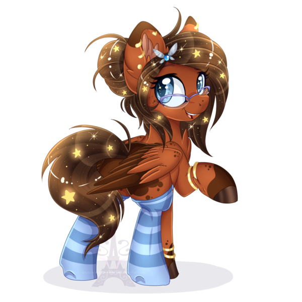 Size: 1024x1024 | Tagged: safe, artist:silent-shadow-wolf, derpibooru import, oc, unofficial characters only, pegasus, pony, clothes, cute, glasses, ponysona, simple background, socks, solo, stockings, striped socks, transparent background