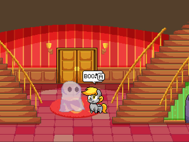 Size: 639x481 | Tagged: safe, artist:sonicboy112, derpibooru import, derpy hooves, ghost, pegasus, pony, boo, day dreaming derpy, pixel art, stairs