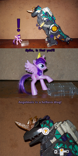 Size: 875x1738 | Tagged: questionable, derpibooru import, twilight sparkle, twilight sparkle (alicorn), alicorn, pony, action figure, angolmois, beast wars ii, drug use, gigastorm, irl, photo, toy comic, transformers