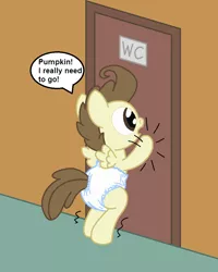 Size: 800x1000 | Tagged: artist:danielmania123, artist:datspaniard, bathroom denial, derpibooru import, desperation, diaper, need to pee, older, omorashi, potty time, pound cake, pullup (diaper), safe, solo