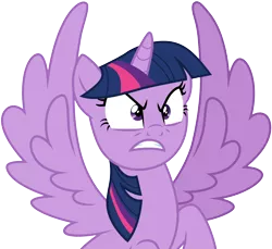 Size: 3280x3004 | Tagged: safe, artist:cloudyglow, derpibooru import, twilight sparkle, twilight sparkle (alicorn), alicorn, pony, the cutie re-mark, .ai available, angry, female, mare, simple background, solo, spread wings, transparent background, vector, wings