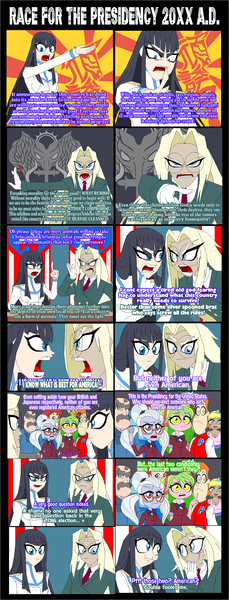 Size: 864x2260 | Tagged: safe, artist:terry, derpibooru import, lemon zest, sugarcoat, equestria girls, 2016 us presidential election, comic, hellsing, kill la kill, politics, satsuki kiryuin, sir integra, terry you magnificent bastard