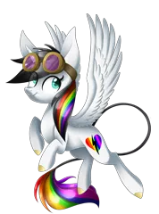 Size: 2190x2948 | Tagged: safe, artist:scarlet-spectrum, derpibooru import, oc, oc:lightning bliss, unofficial characters only, alicorn, pony, goggles, rainbow alicorn, simple background, solo, transparent background