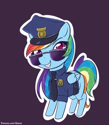 Size: 1225x1400 | Tagged: safe, artist:alasou, deleted from derpibooru, derpibooru import, rainbow dash, pegasus, pony, chibi, clothes, costume, cute, dashabetes, police, police uniform, solo