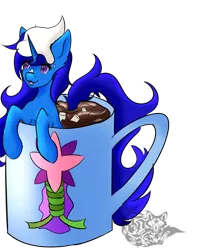 Size: 1024x1280 | Tagged: safe, artist:silverkitsune84, derpibooru import, oc, oc:delly, unofficial characters only, pony, unicorn, chocolate, cute, female, food, hot chocolate, mare, mug, solo, whipped cream