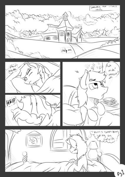 Size: 2481x3503 | Tagged: artist:xxmarkingxx, bed, comic, comic:a midnight stroll, cottontail woods, creepy, derpibooru import, horror, implied princess luna, moonbutt, night, oc, oc:flickering light, praise the moon, princess luna, safe, scary, waking up