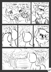 Size: 2481x3503 | Tagged: safe, artist:xxmarkingxx, derpibooru import, oc, oc:flickering light, unofficial characters only, pony, comic:a midnight stroll, comic, cottontail woods, creepy, female, forest, horror, lake, mare, night, scary