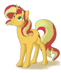 Size: 700x840 | Tagged: safe, artist:kourabiedes, derpibooru import, sunset shimmer, pony, unicorn, cute, female, mare, shimmerbetes, simple background, solo, transparent background, unshorn fetlocks