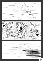 Size: 2481x3503 | Tagged: artist:xxmarkingxx, asphyxiation, comic, comic:a midnight stroll, cottontail woods, creepy, derpibooru import, drowning, forest, horror, kelpie, lake, night, oc, oc:flickering light, safe, scary, unofficial characters only