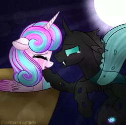 Size: 1024x1015 | Tagged: artist:northlights8, changeling, crying, dead source, derpibooru import, fanfic, fanfic art, flurrax, male, older, princess flurry heart, safe, shipping, straight, thorax