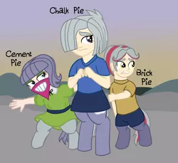 Size: 2005x1840 | Tagged: safe, artist:oneovertwo, derpibooru import, oc, oc:brick pie, oc:chalk pie, oc:margaret pie, unofficial characters only, satyr, offspring, parent:limestone pie