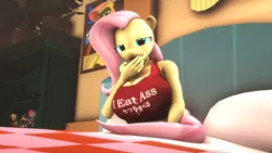 Size: 3840x2160 | Tagged: 3d, alternate timeline, anthro, apocalypse dash, artist:snuddy, bedroom, bedroom eyes, big breasts, breasts, busty fluttershy, chrysalis resistance timeline, cleavage, clothes, crystal war timeline, derpibooru import, female, filthy frank, floppy ears, fluttershy, fluttershy's cottage (interior), japanese, mistress marevelous, morning, pinkie pie, power ponies, rainbow dash, sitting, solo, solo female, source filmmaker, suggestive, the crystal empire, tribalshy, yawn