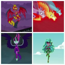 Size: 3264x3264 | Tagged: safe, derpibooru import, edit, edited screencap, screencap, adagio dazzle, aria blaze, gaea everfree, gloriosa daisy, sci-twi, sonata dusk, sunset shimmer, twilight sparkle, siren, equestria girls, equestria girls (movie), friendship games, legend of everfree, rainbow rocks, antagonist, equestria's monster girls, midnight sparkle, sunset satan