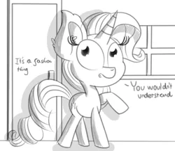 Size: 1259x1091 | Tagged: artist:pastelhorses, derpibooru import, fashion horse, monochrome, rarity, safe, solo