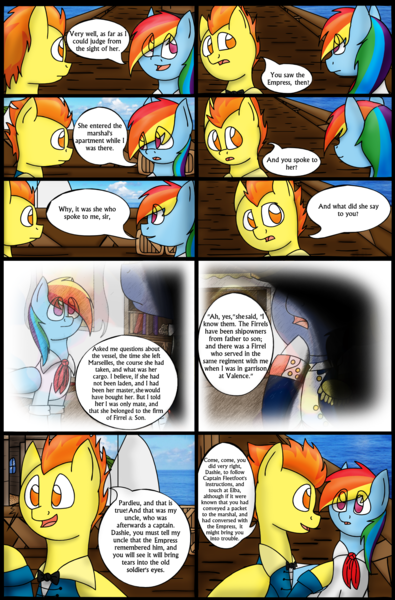 Size: 1280x1944 | Tagged: artist:stuflox, clothes, comic, comic:the count of monte rainbow, derpibooru import, flashback, pierre morel, rainbow dantes, rainbow dash, safe, ship, spitfire, the count of monte cristo, the count of monte rainbow